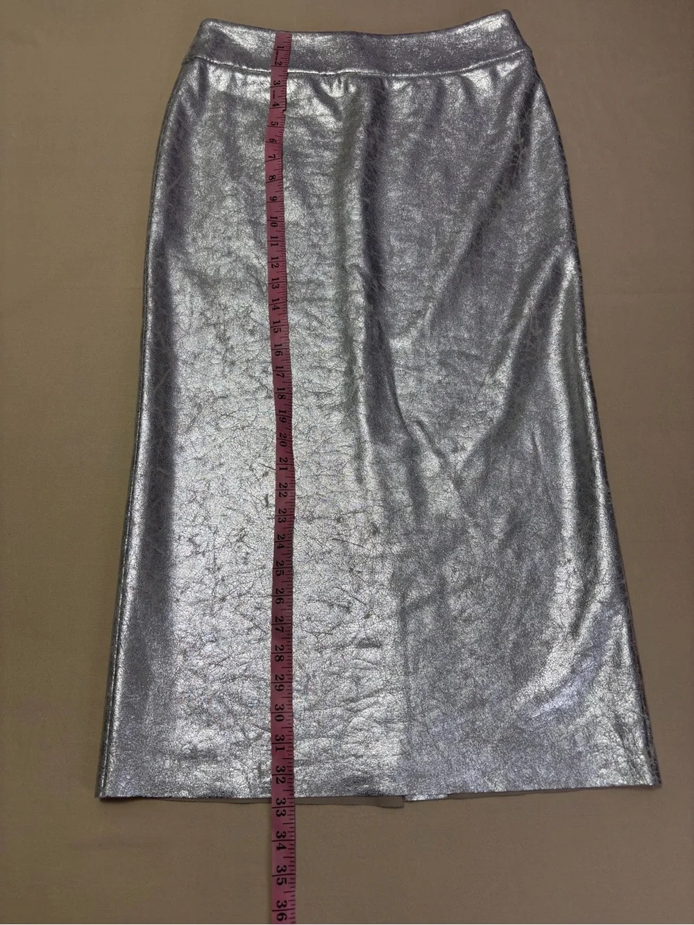 Zara Metallic Silver Midi Pencil Skirt Women's Size Small